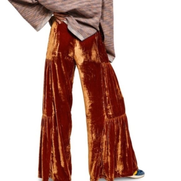 NEW Free People Women's Say La Vie Palazzo Wide Leg Pants BROWN Size 4 NWT - Picture 5 of 7
